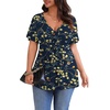 image:imagePOSESHE Womens Plus Size Tops 2026 Summer Short Sleeves Tunic Tops Casual VNeck Wrap Shirts Cute Dressy Work Blouses L4XLBlue Apricot
