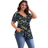 image:imagePOSESHE Womens Plus Size Tops 2026 Summer Short Sleeves Tunic Tops Casual VNeck Wrap Shirts Cute Dressy Work Blouses L4XLBlue Apricot