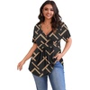 image:imagePOSESHE Womens Plus Size Tops 2026 Summer Short Sleeves Tunic Tops Casual VNeck Wrap Shirts Cute Dressy Work Blouses L4XLGeometry Black