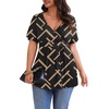 image:imagePOSESHE Womens Plus Size Tops 2026 Summer Short Sleeves Tunic Tops Casual VNeck Wrap Shirts Cute Dressy Work Blouses L4XLGeometry Black