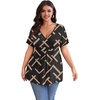image:imagePOSESHE Womens Plus Size Tops 2026 Summer Short Sleeves Tunic Tops Casual VNeck Wrap Shirts Cute Dressy Work Blouses L4XLGeometry Black
