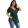 image:imagePOSESHE Womens Plus Size Tops 2026 Summer Short Sleeves Tunic Tops Casual VNeck Wrap Shirts Cute Dressy Work Blouses L4XLGreen
