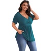image:imagePOSESHE Womens Plus Size Tops 2026 Summer Short Sleeves Tunic Tops Casual VNeck Wrap Shirts Cute Dressy Work Blouses L4XLGrey Blue