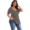 image:imagePOSESHE Womens Plus Size Tops 2026 Summer Short Sleeves Tunic Tops Casual VNeck Wrap Shirts Cute Dressy Work Blouses L4XLLeopard Dot