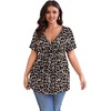 image:imagePOSESHE Womens Plus Size Tops 2026 Summer Short Sleeves Tunic Tops Casual VNeck Wrap Shirts Cute Dressy Work Blouses L4XLLeopard Dot