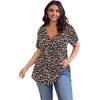 image:imagePOSESHE Womens Plus Size Tops 2026 Summer Short Sleeves Tunic Tops Casual VNeck Wrap Shirts Cute Dressy Work Blouses L4XLLeopard Dot
