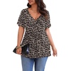 image:imagePOSESHE Womens Plus Size Tops 2026 Summer Short Sleeves Tunic Tops Casual VNeck Wrap Shirts Cute Dressy Work Blouses L4XLLeopard Dot