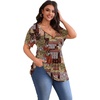 image:imagePOSESHE Womens Plus Size Tops 2026 Summer Short Sleeves Tunic Tops Casual VNeck Wrap Shirts Cute Dressy Work Blouses L4XLMix Color