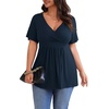 image:imagePOSESHE Womens Plus Size Tops 2026 Summer Short Sleeves Tunic Tops Casual VNeck Wrap Shirts Cute Dressy Work Blouses L4XLNavy Blue