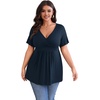 image:imagePOSESHE Womens Plus Size Tops 2026 Summer Short Sleeves Tunic Tops Casual VNeck Wrap Shirts Cute Dressy Work Blouses L4XLNavy Blue