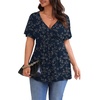 image:imagePOSESHE Womens Plus Size Tops 2026 Summer Short Sleeves Tunic Tops Casual VNeck Wrap Shirts Cute Dressy Work Blouses L4XLNavy White Floral