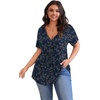 image:imagePOSESHE Womens Plus Size Tops 2026 Summer Short Sleeves Tunic Tops Casual VNeck Wrap Shirts Cute Dressy Work Blouses L4XLNavy White Floral
