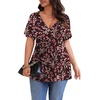 image:imagePOSESHE Womens Plus Size Tops 2026 Summer Short Sleeves Tunic Tops Casual VNeck Wrap Shirts Cute Dressy Work Blouses L4XLPlum Blossom Red