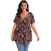 image:imagePOSESHE Womens Plus Size Tops 2026 Summer Short Sleeves Tunic Tops Casual VNeck Wrap Shirts Cute Dressy Work Blouses L4XLPlum Blossom Red