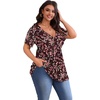 image:imagePOSESHE Womens Plus Size Tops 2026 Summer Short Sleeves Tunic Tops Casual VNeck Wrap Shirts Cute Dressy Work Blouses L4XLPlum Blossom Red