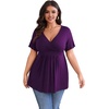 image:imagePOSESHE Womens Plus Size Tops 2026 Summer Short Sleeves Tunic Tops Casual VNeck Wrap Shirts Cute Dressy Work Blouses L4XLPurple