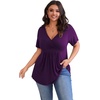 image:imagePOSESHE Womens Plus Size Tops 2026 Summer Short Sleeves Tunic Tops Casual VNeck Wrap Shirts Cute Dressy Work Blouses L4XLPurple