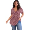 image:imagePOSESHE Womens Plus Size Tops 2026 Summer Short Sleeves Tunic Tops Casual VNeck Wrap Shirts Cute Dressy Work Blouses L4XLRed Floral
