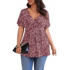 image:imagePOSESHE Womens Plus Size Tops 2026 Summer Short Sleeves Tunic Tops Casual VNeck Wrap Shirts Cute Dressy Work Blouses L4XLRed Floral