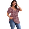 image:imagePOSESHE Womens Plus Size Tops 2026 Summer Short Sleeves Tunic Tops Casual VNeck Wrap Shirts Cute Dressy Work Blouses L4XLRed Floral
