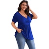 image:imagePOSESHE Womens Plus Size Tops 2026 Summer Short Sleeves Tunic Tops Casual VNeck Wrap Shirts Cute Dressy Work Blouses L4XLRoyal Blue