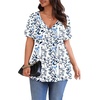 image:imagePOSESHE Womens Plus Size Tops 2026 Summer Short Sleeves Tunic Tops Casual VNeck Wrap Shirts Cute Dressy Work Blouses L4XLWater Plants