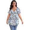 image:imagePOSESHE Womens Plus Size Tops 2026 Summer Short Sleeves Tunic Tops Casual VNeck Wrap Shirts Cute Dressy Work Blouses L4XLWater Plants