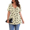image:imagePOSESHE Womens Plus Size Tops 2026 Summer Short Sleeves Tunic Tops Casual VNeck Wrap Shirts Cute Dressy Work Blouses L4XLWater Rose