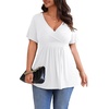 image:imagePOSESHE Womens Plus Size Tops 2026 Summer Short Sleeves Tunic Tops Casual VNeck Wrap Shirts Cute Dressy Work Blouses L4XLWhite