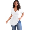 image:imagePOSESHE Womens Plus Size Tops 2026 Summer Short Sleeves Tunic Tops Casual VNeck Wrap Shirts Cute Dressy Work Blouses L4XLWhite