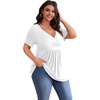 image:imagePOSESHE Womens Plus Size Tops 2026 Summer Short Sleeves Tunic Tops Casual VNeck Wrap Shirts Cute Dressy Work Blouses L4XLWhite