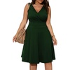 image:imagePOSESHE Womens Plus Size Dresses Summer Short Sleeve Wrap VNeck Sundress Casual Wedding Guest Cocktail Dress with Pockets06green