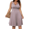 image:imagePOSESHE Womens Plus Size Dresses Summer Short Sleeve Wrap VNeck Sundress Casual Wedding Guest Cocktail Dress with Pockets06grey