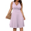image:imagePOSESHE Womens Plus Size Dresses Summer Short Sleeve Wrap VNeck Sundress Casual Wedding Guest Cocktail Dress with Pockets06light Purple