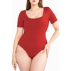 image:imagePOSESHE Womens Plus Size Short Sleeve Square Neck Tank Top Bodysuit M5XRed
