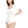 image:imagePOSESHE Womens Plus Size Short Sleeve Square Neck Tank Top Bodysuit M5XWhite