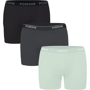 image:imagePOSESHE Boy Shorts Underwear for Women Boxer Briefs Micro Modal Boyshorts Anti Chafing 6 Inseam Lingerie Panties S5XLAll BlackGreyMint3 Pack