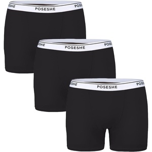 image:imagePOSESHE Boy Shorts Underwear for Women Boxer Briefs Micro Modal Boyshorts Anti Chafing 6 Inseam Lingerie Panties S5XLBlack  3 Pack