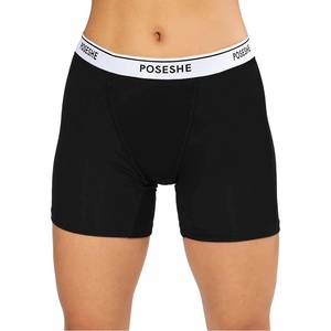 image:imagePOSESHE Boy Shorts Underwear for Women Boxer Briefs Micro Modal Boyshorts Anti Chafing 6 Inseam Lingerie Panties S5XLBlack