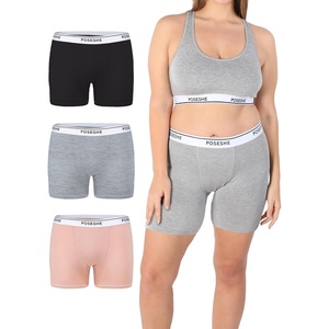 image:imagePOSESHE Boy Shorts Underwear for Women Boxer Briefs Micro Modal Boyshorts Anti Chafing 6 Inseam Lingerie Panties S5XLBlackGreyBeige Basics  3 Pack