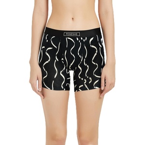 image:imagePOSESHE Boy Shorts Underwear for Women Boxer Briefs Micro Modal Boyshorts Anti Chafing 6 Inseam Lingerie Panties S5XLPrinted Black Stripe