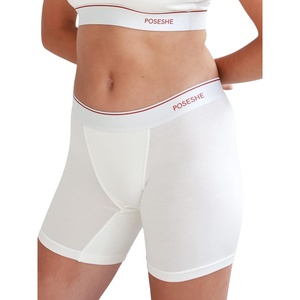 image:imagePOSESHE Boy Shorts Underwear for Women Boxer Briefs Micro Modal Boyshorts Anti Chafing 6 Inseam Lingerie Panties S5XLWhite