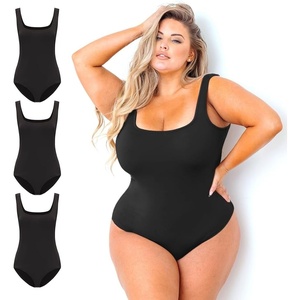 image:imagePOSESHE Plus Size Bodysuit for Curvy Women Outfits Tank Top Sexy Body SuitsBlack 3 Pack