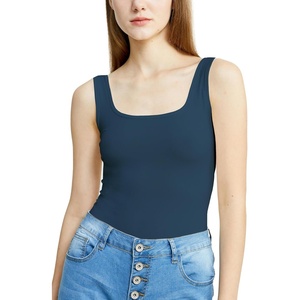 image:imagePOSESHE Womens Plus Size Bodysuit Square Neck Sleeveless Tank Top Sexy Bodysuits For Curvy Women Outfits M5XBlue Gray