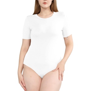 image:imagePOSESHE Womens Plus Size Short Sleeve Tank Top Basic Round Neck Bodysuit M5XWhite