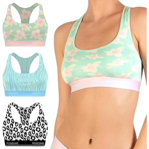 image:imagePOSESHE Womens UltraSoft Micromodal Bralettes S5XL Plus Size BraMix Print  3 PacksakuraBlue WaveLeopard